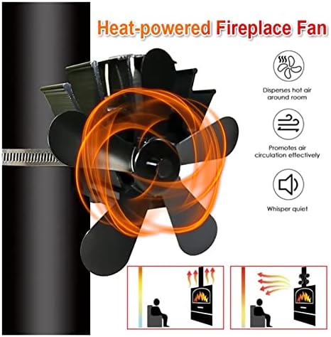 ; Crni kamin s 5 lopatica toplinski ventilator za peć plamenik na drva tihi Kućni ventilator za kamin