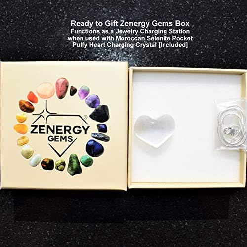 Zenergy Gems nabijeni 7 čakra prirodni himalajski dragulj kristal Perfect privjesak + 20 Srebrni lanac + srce punjenja selenita [uključeno]