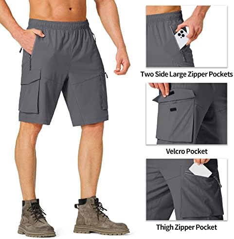 S Spowind muški planinarski teret kratke hlače brze suhe lagane ljetne kratke hlače s džepovima s patentnim zatvaračem za ribolov u