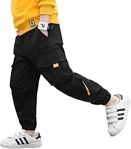 Aislor Kids Boys Sportski teretni hlače Jogging Street Hip Hop Dance hlače Elastično dno struka s džepovima