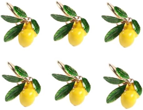 ALLINLOVE SAPLIN RINGS SET od 6, tropsko voćno limun vjenčani salvet, držač zlatne salvete kopče za dekor blagovaonice, ljetni zabavi
