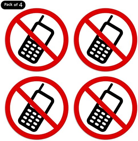 Dealzepic - Nijedan mobitel/mobilni telefon nije zabranjen znak | Self ljepljiva naljepnica vinilne naljepnice | Pakiranje od 4 kom