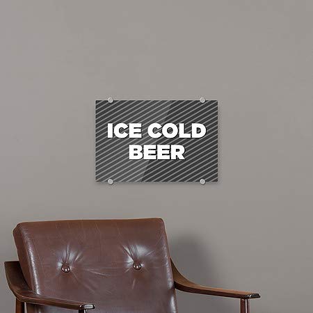 CGSIGNLAB | Ledeno hladno pivo -Stripes Grey Premium akrilni znak | 18 x12