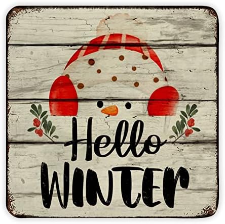 Retro metalni plak pozdravljanja zimska sezona snjegovića lice uznemireni kućni zidni plak vintage božićni metalni plakat za kafić