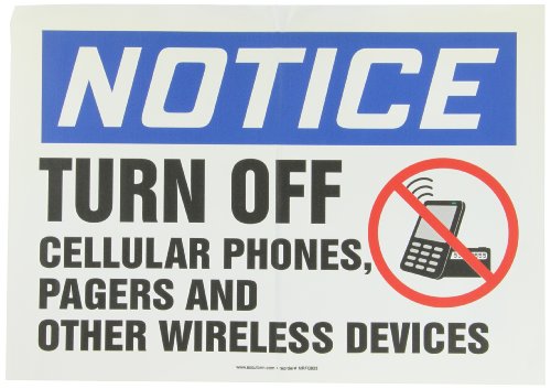 Accuform MRFQ823VS ljepljivi sigurnosni znak vinila, legenda Obavijest Isključite mobilne telefone, dodjeluje i druge bežične uređaje
