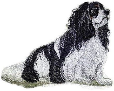 Nevjerojatni portreti prilagođenih psa [Cavalier King Charles] vezeni željezo ON/SEW Patch [4,5 x 4] napravljen u SAD -u]