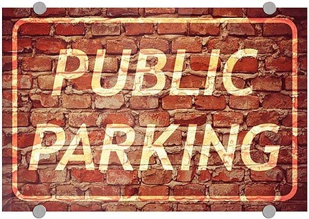 CGSIGNLAB | Javni parking -Ghost stare cigla Premium akrilni znak | 18 x12