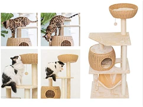 Mačje drvo grebanje kućica za igračke za mačke krevet s visećim kuglicama namještaj za mačiće stupovi za grebanje od masivnog drveta