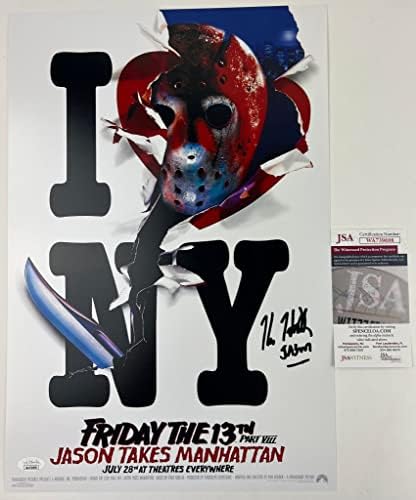 Kane Hodder potpisao je plakat 12x18 u petak 13. dio 8. dio 8. Jason uzima Manhattan autogram JSA svjedok