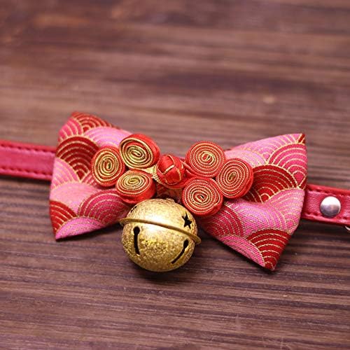 Accessyes mačka / mali pseći ovratnik s zvonom japanski radosni cvjetni ispis s bowtie kravatom mače štene podesivo, 1 veličina odgovara