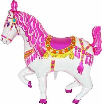 35-inčni ružičasti balon od folije u obliku cirkuskog/vrtuljka / karnevalskog konja