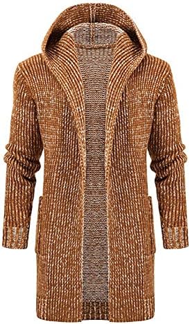 YMOSRH MENS PULER MUŠKARCI Čvrsta boja Pletena kapuljača s kapuljačom Dugi vjetrobranski kardigan Srednja dužina džemper