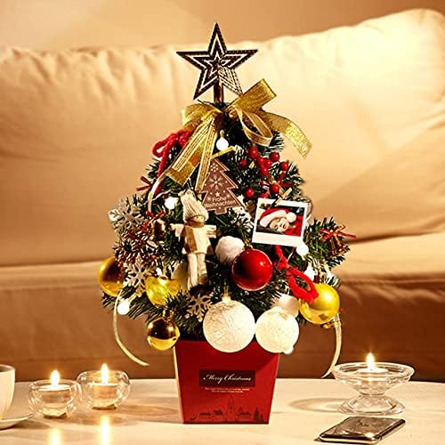 50 cm Mini božićno drvce ， osvijetljeno božićno drvce ， Malo božićno drvce s svjetlima na bateriju i božićnim ukrasima