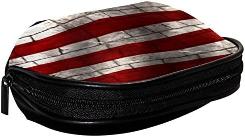TBOUOBT Torba za šminku Travel Kozmetička torbica torbica torbica s patentnim zatvaračem, američka zastava sa zidom moderni retro