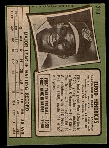 1971. Topps 219 Elrod Hendricks Baltimore Orioles ex Orioles
