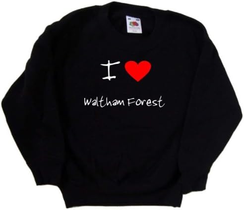 Volim srce Waltham Forest Crna dječja majica