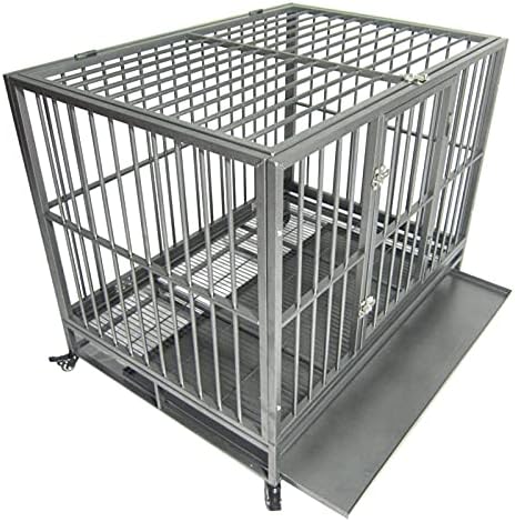 Hjtczhuanyong 42 Teška kaveza za pseće kavez od uzgajivača Metal Metal PET Playpen prijenosni s pladnjem srebrom