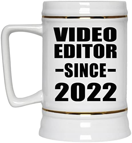 Dizajnsify Video Editor od 2022. godine, 22oz pivo Stein Ceramic Tankard šalica s ručicom za zamrzivač, Pokloni za rođendansku obljetnicu