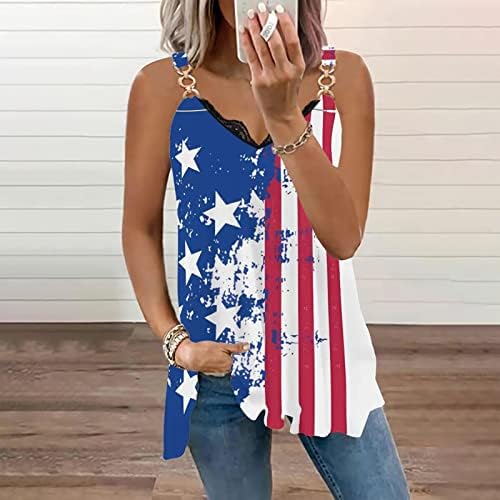 4. srpnja vrhovi tenkova za žene američke zastave Majice za ležernu ležernu majicu Patriotske zvijezde Stripes Fitness Tank Tops