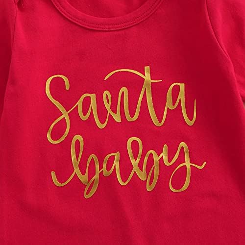 Boibokoko novorođena djevojčica božićna odjeća Santa Baby Romper ruffle ruffle dugim rukavima s dugim rukom s trakom za glavu