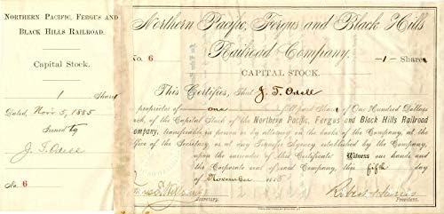Northern Pacific, Fergus i Black Hills Railroad Co. potpisao Robert Harris