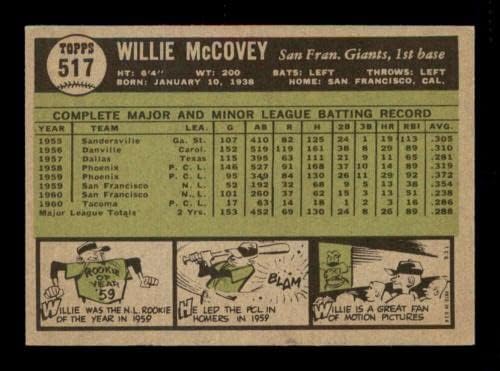 517 Willie McCovey HOF - 1961. Topps Baseball kartice Ocjenjivanje EX+ - bejzbol ploča s autogramiranim vintage karticama