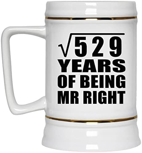 Designsify 23. godišnjica Krgotna korijena od 529 godina od g. Right -a, 22oz pivo Stein Ceramic Tankard šalica s ručicom za zamrzivač,