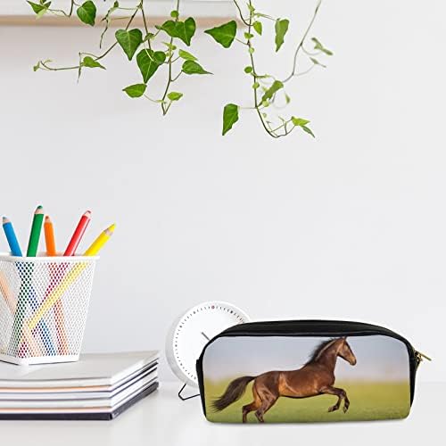ColourLife olovke za olovke torbe Konj trčanje na travnatu kožnu torbicu s patentnim zatvaračem šminka kozmetička vrećica olovka za