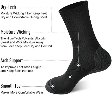 Ecoey muške radne čizme atletske čarape za trčanje posade, suha tech vlaga wicking teški jastuk 8 parova