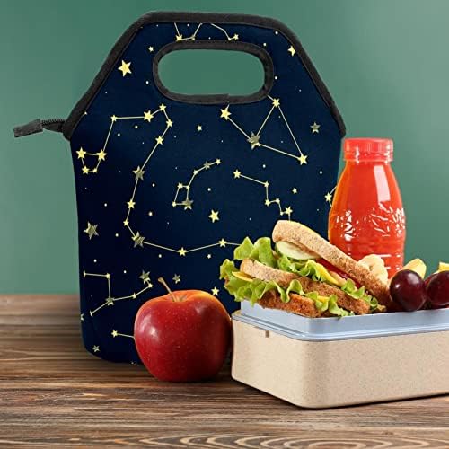 Ženska torba za ručak, Muška kutija za ručak, ženska kutija za ručak, apstraktni uzorak zvijezde i zviježđa u plavoj boji