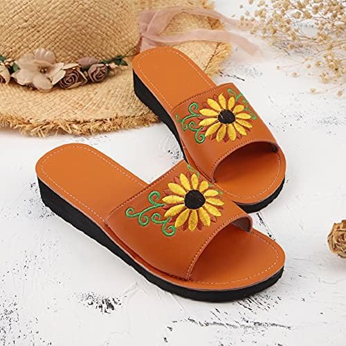Sandale s platformama za cipele za žene casual ljetne kože s jednim bendom klipan sandale Bohemia Slip na otvorenom nožnom nogu udobnost