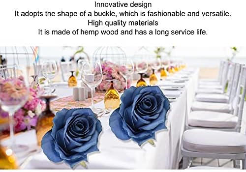 2pcs skandinavski emulzijski prsten za salvete drveni stolni plavi jednostavni prsten za salvete s cvijetom ruže za svadbenu zabavu