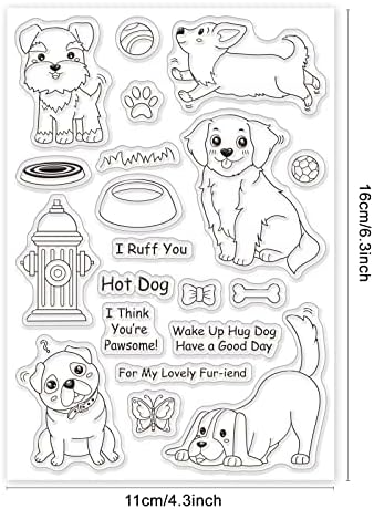 Globleland Dog Silikone Clear Stamp Animal Animal Golden Retriever Corgi Sherrari Prozirni pečat za praznične kartice Izrada DIY Scrapbooking