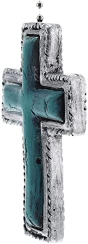 Vrhunski mesingani križ - Faux Antique Silver i tirkizni stropni ventilator Povlačenje lanaca - Spirtual Isus Art