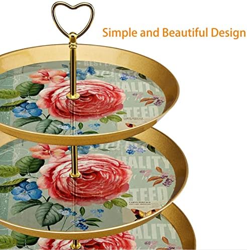 3 sloj toka, europski cvjetni toranj, plastični okrugli držač kolača za posluživanje za vjenčanje rođendan čajanka proslava tuša za