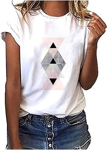 Žene majica s kratkim rukavima modna geometrijska grafička grafička harajuku vrhovi ženski o-vrana labavi casual majica košulja pulover
