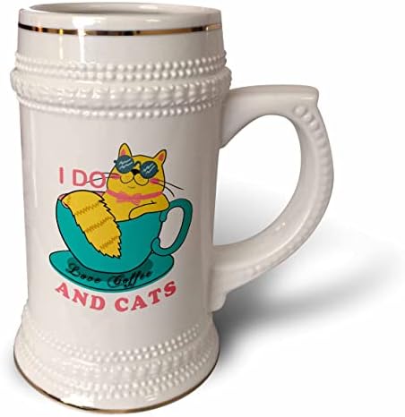 3Drose volim kavu i mačke smiješna mačka u šalici - 22oz Stein šalica