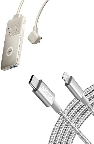 Anker Novi najlon USB-C do munjevitog kabela [MFI Certified, 6ft, Silver] 727 Station za punjenje i 5ft odvojivi kabel za iPhone 13