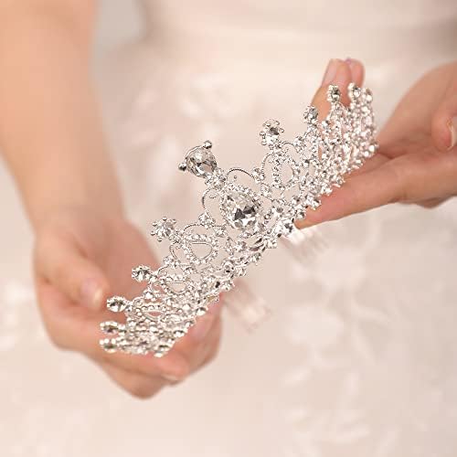 srebrna kristalna kruna tijara kraljica princeza kruna s češljevima za mladence vjenčanje maturalna rođendanska zabava kostimi za Noć