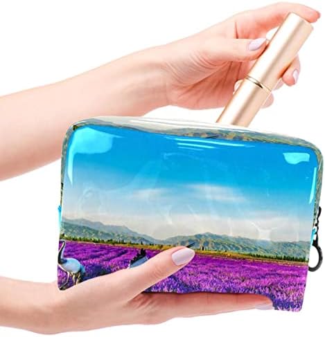 TBOUOBT Torba za šminku Travel Kozmetička torbica torbica torbica s patentnim zatvaračem, pejzažna lavanda polja dizalica