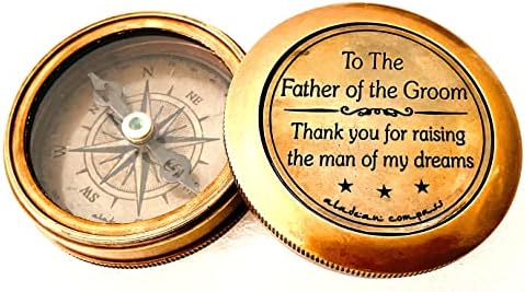 Poklon za oca mladoženje od mladenke | 2 Ugravirani vjenčani poklon kompasa za oca za mladoženje od kćeri u zakonu Bride Obitelj