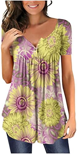 Ženski cvjetni gornji dio božur i tratinčica, bluza s izrezom u obliku slova u, majice s naramenicama, ležerni gornji dio kratkih rukava