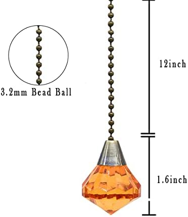 6 komada kristalni stropni ventilator Lank za povlačenje duge ventilatora ekstenzija lanaca s priključkom za stropnu svjetlost stropni
