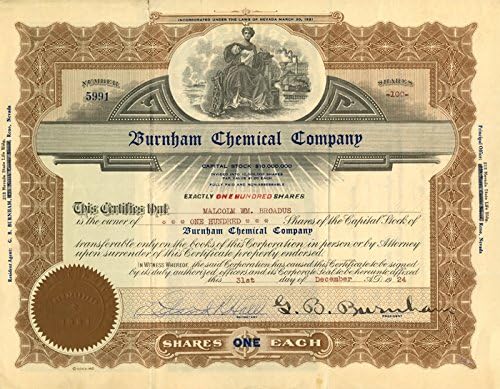 Burnham Chemical Co. - Potvrda o skladištu