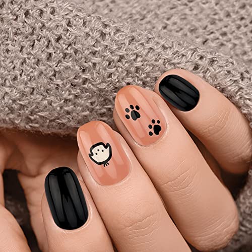 24pcs nalijepljeni na nokte Kratki kvadratni lažni nokti sa slikom slatkog šteneta životinja sjajni dizajn s potpunim pokrivanjem Akrilna