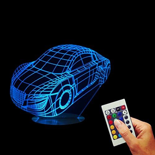 3D ilusion LED akrilni automobil Automobilska drvena osnovna stolna svjetiljka USB daljinski upravljač noćna svjetlost