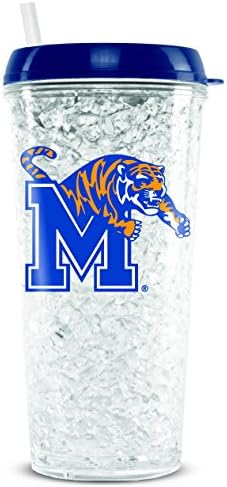 Duck House Sports NCAA Memphis Tigers 16oz kristalni zamrzivač s poklopcem i slamom