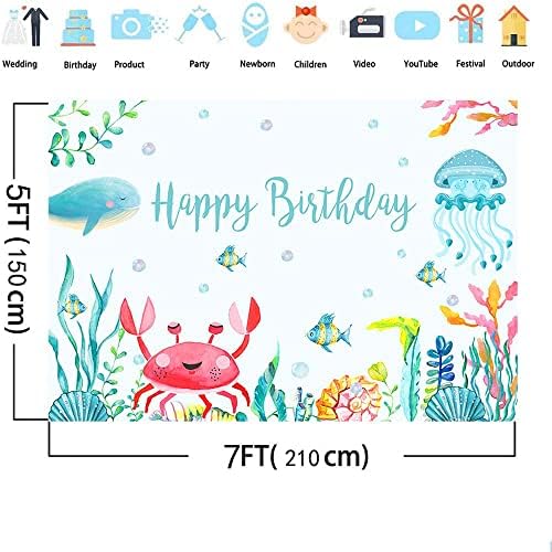 Pozadina za rođendanske zabave za djecu, tematski ukrasi za zabave za princeze s oceanskim životinjama, foto pozadina, banner za djecu,