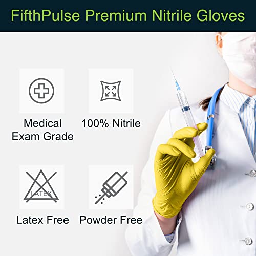 Jednokratne rukavice od žutog nitrila - 50 komada - nitrilne rukavice srednje gustoće debljine 3 mm-gumene rukavice bez praha i lateksa-rukavice