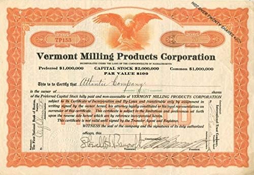 Vermont Milling Products Corp. - Potvrda o skladištu